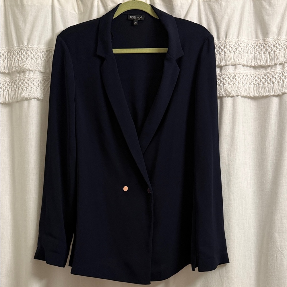 Women's Navy Blazer by Topshop with rose gold buttons